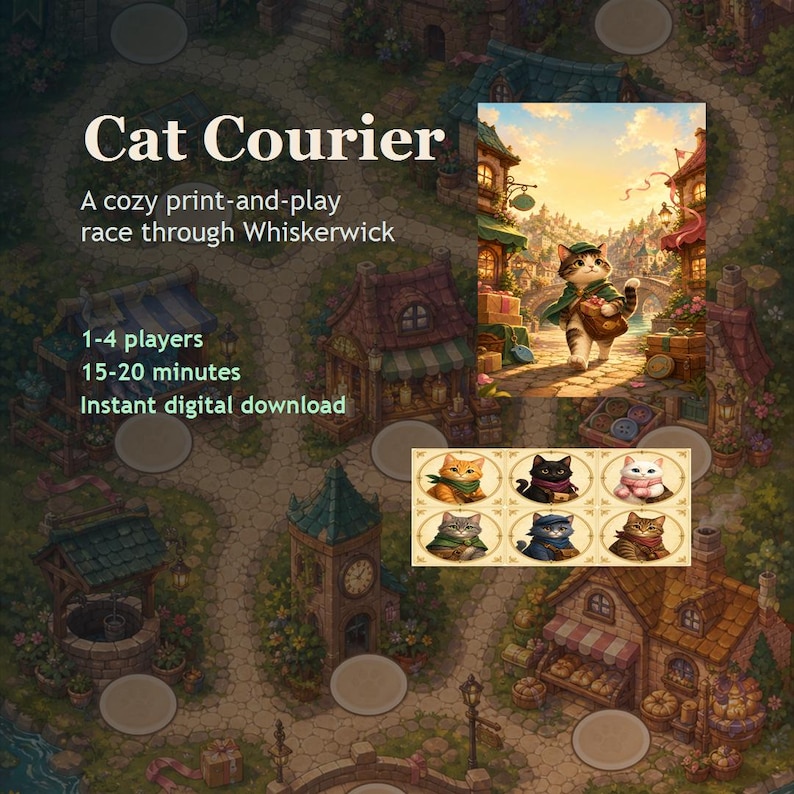 Cat Courier Second Edition storefront cover showing a courier cat game board and character tokens