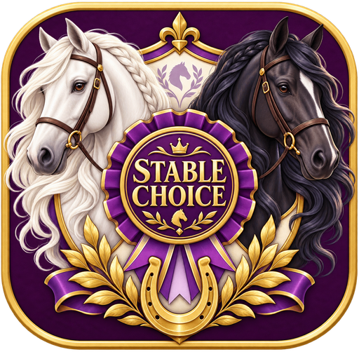 Stable Choice app artwork showing two horses and the Stable Choice emblem