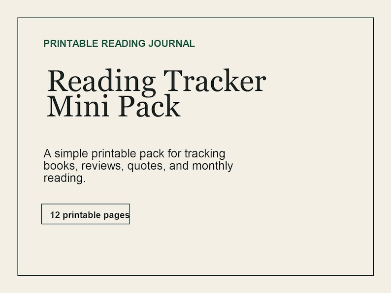 Reading Tracker Mini Pack printable reading journal cover